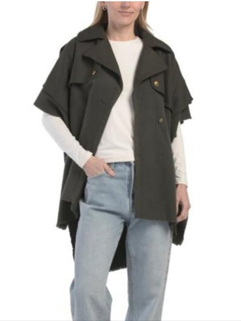 NWT Rag&Bone Mixed Media Trench Poncho. Size 1 - Picture 4 of 11